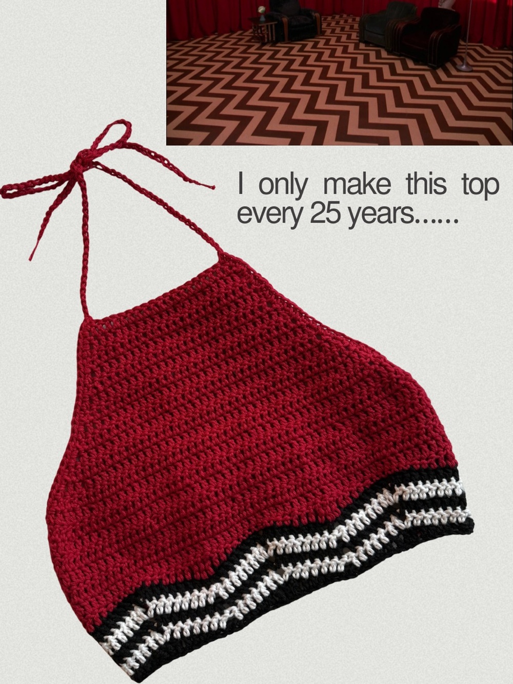 🍒 Twin Peaks Red Room inspired crochet halter top 🍒 - Picture 3 of 4